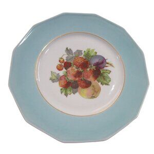 Marks Rosenfeld Vintage Luncheon Plate Turquoise Fruit France GUC 50s 60s